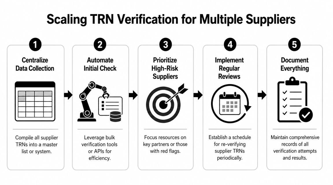 A five-step guide on how to scale TRN verification processes for multiple business suppliers efficiently.